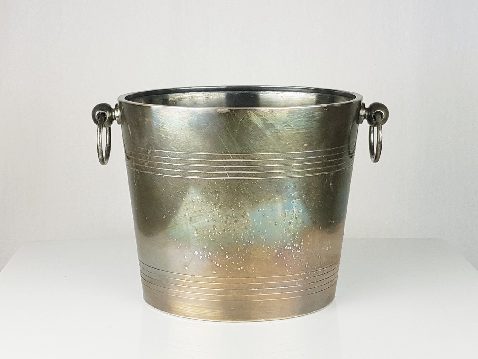 Mid Century Silver Plated Metal Ice Bucket From Christofle photo vinterior