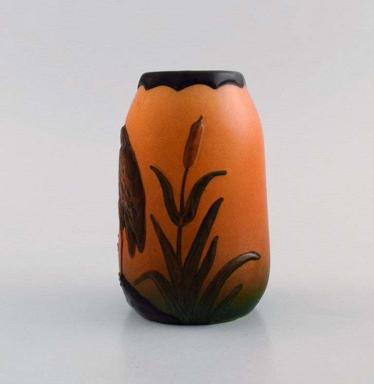 Ipsen's, Denmark  Vase In Hand Painted Glazed Ceramics Decorated With Bird