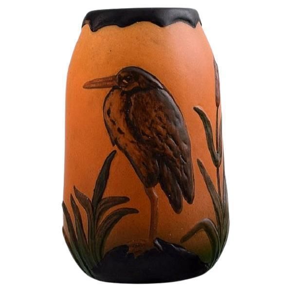Ipsen's, Denmark  Vase In Hand Painted Glazed Ceramics Decorated With Bird photo vinterior