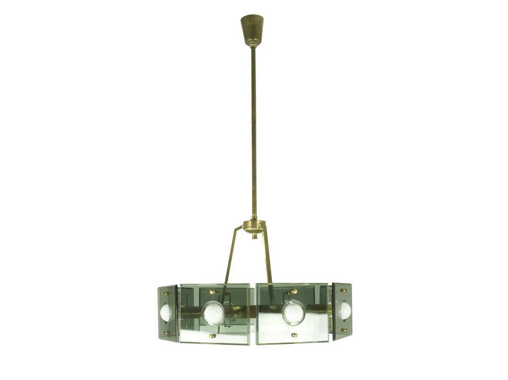Brass & Smoked Glass 8 Light By Gino Paroldo For Dino Dei, 1960s photo furniture