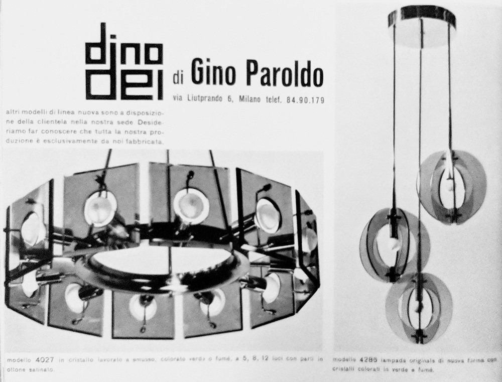 Lighting Brass & Smoked Glass 8 Light By Gino Paroldo For Dino Dei, 1960s photo