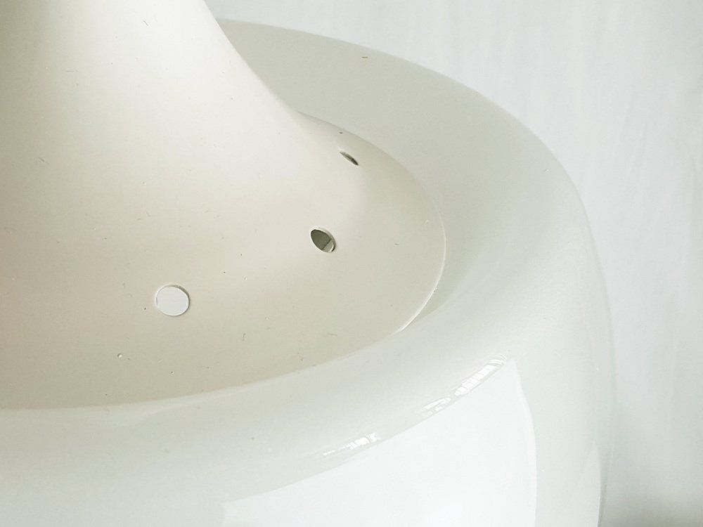 Mushroom Shaped White Metal And Sandblasted Glass Pendant Lamp By Martinelli Luce, 1960s photo for sale