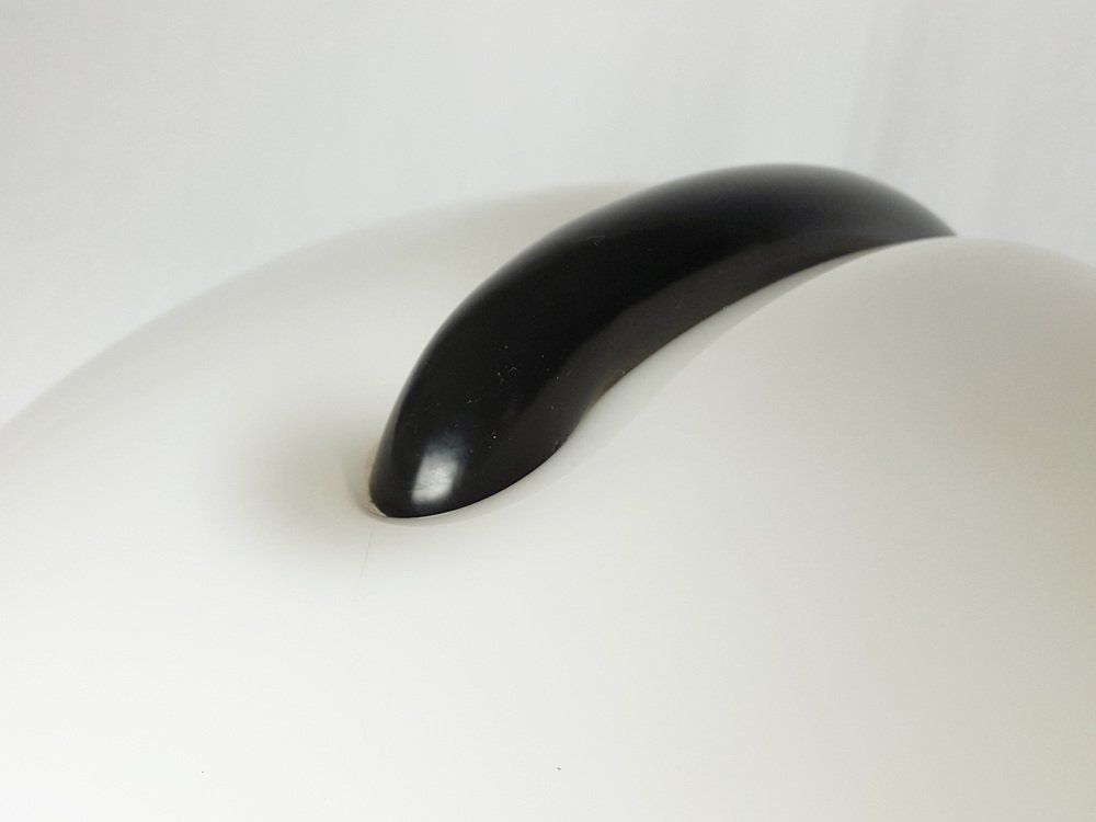 Black Metal And White Acrylic Glass Shade Table Lamp By Elio Martinelli For Martinelli Luce, 1960s photo furniture