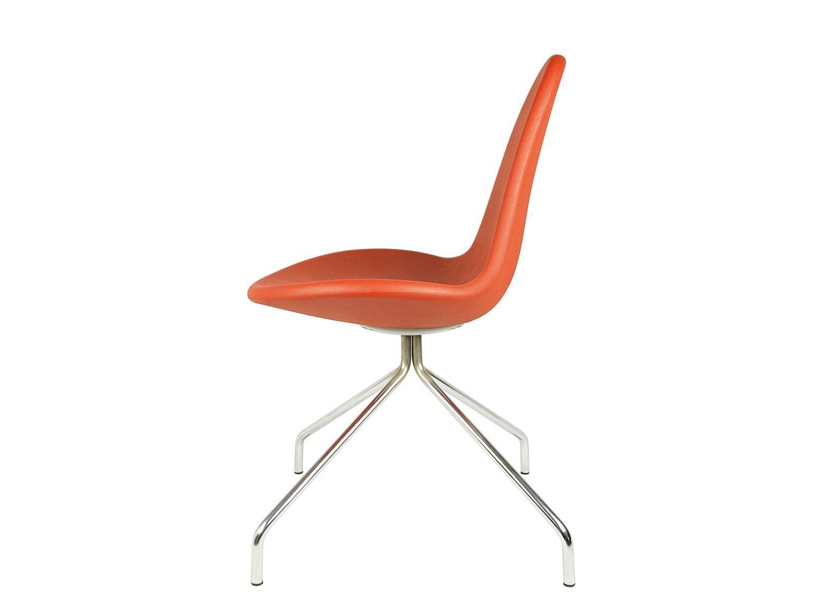 Italian Chrome Plated Metal Base And Red Polyurethane Seating Chairs 1990s Set Of 5 photo 1449.0