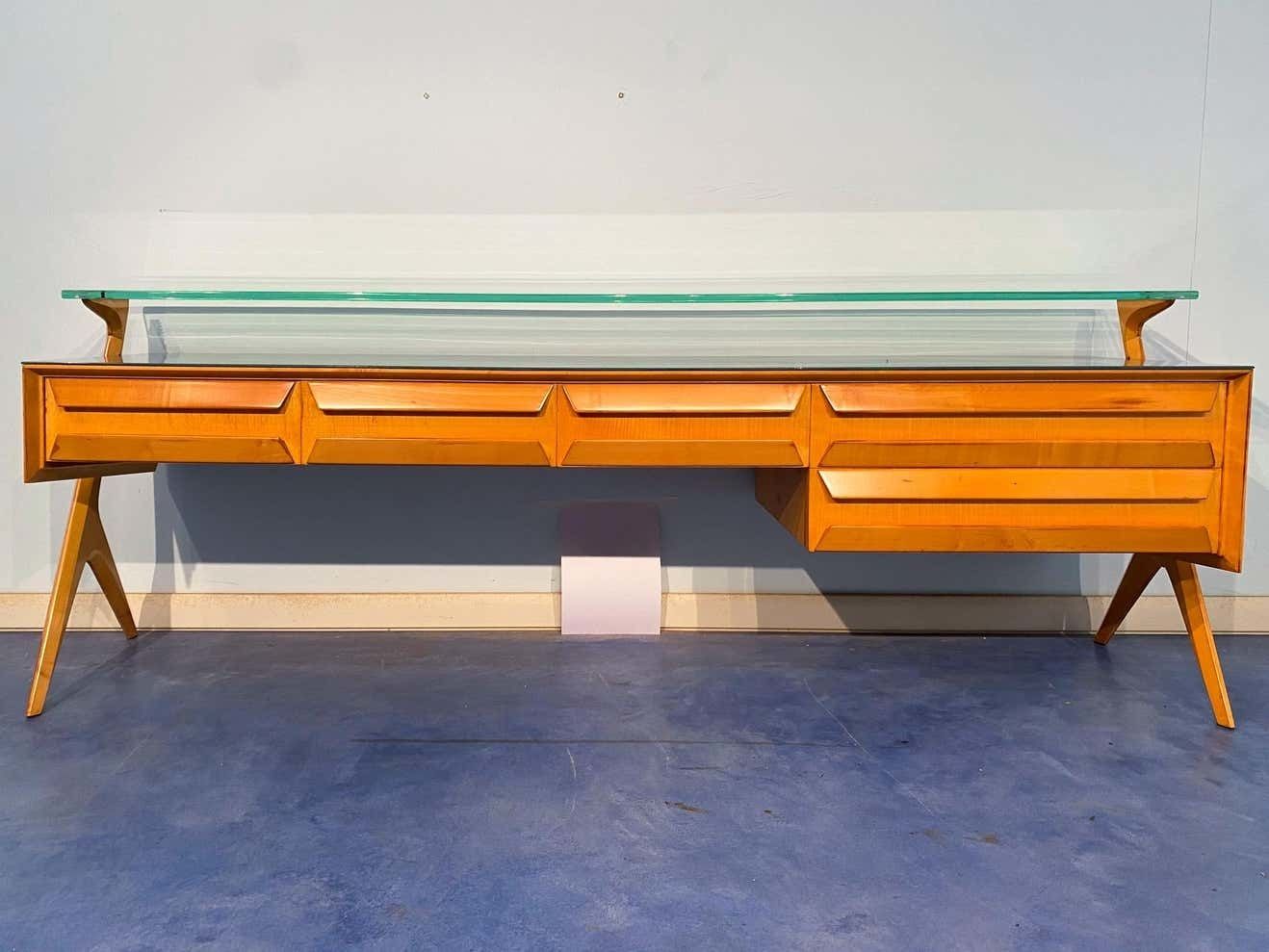 Italian Mid Century Sideboard Or Vanity Dresser By Vittorio Dassi 1950s photo furniture