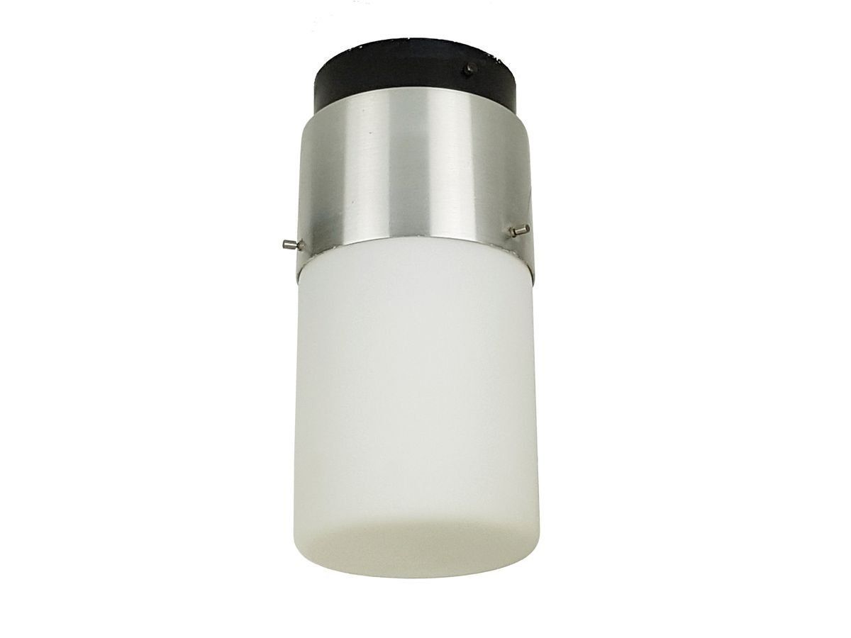 Cylindrical Opaline Glass, Black Metal Flush Mount Lamp From Stilnovo photo for sale