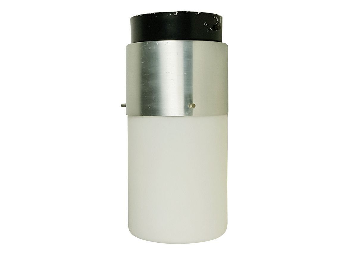 Cylindrical Opaline Glass, Black Metal Flush Mount Lamp From Stilnovo photo 1020.0