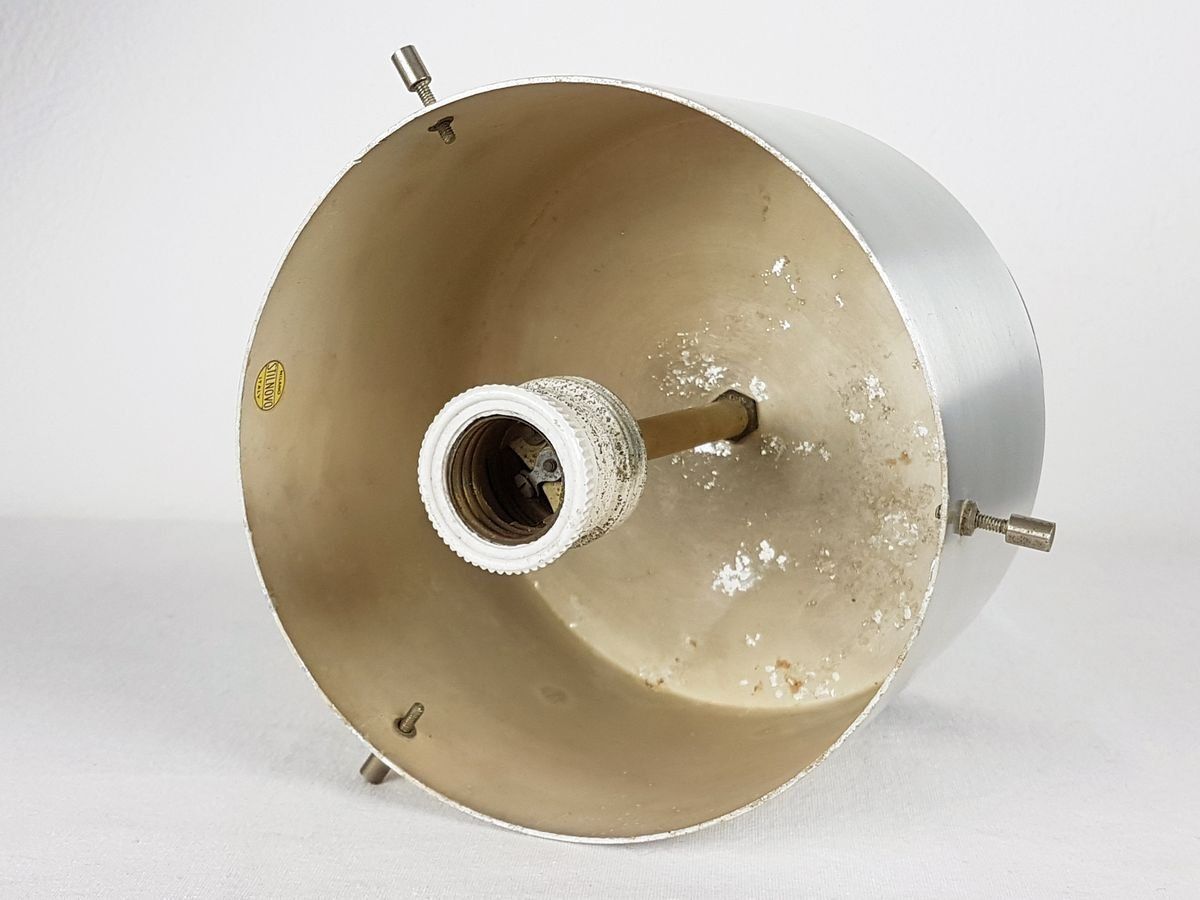 Cylindrical Opaline Glass, Black Metal Flush Mount Lamp From Stilnovo photo vinterior