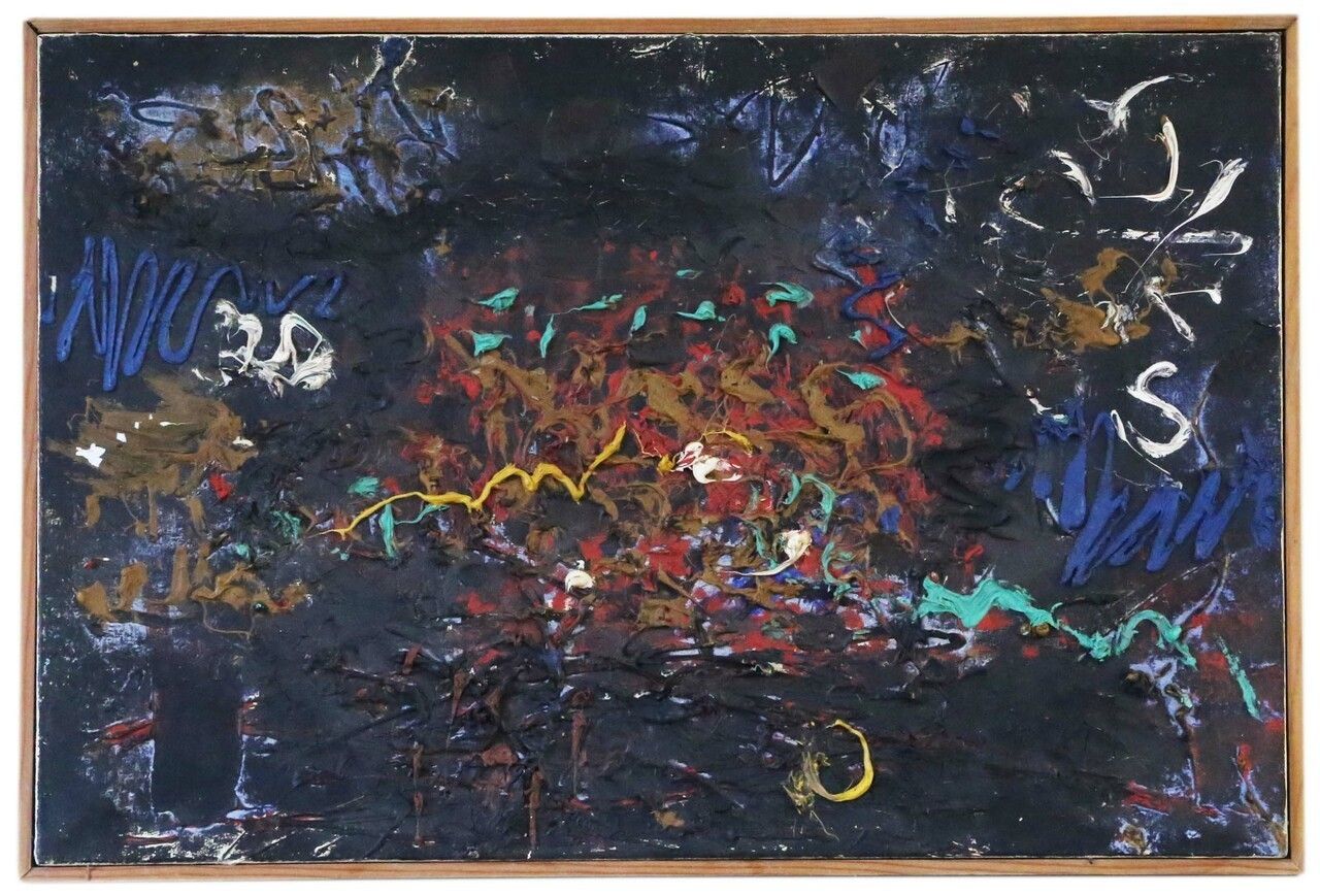 Large Relief Painting Artwork Circle Manner Of Leon Kossoff