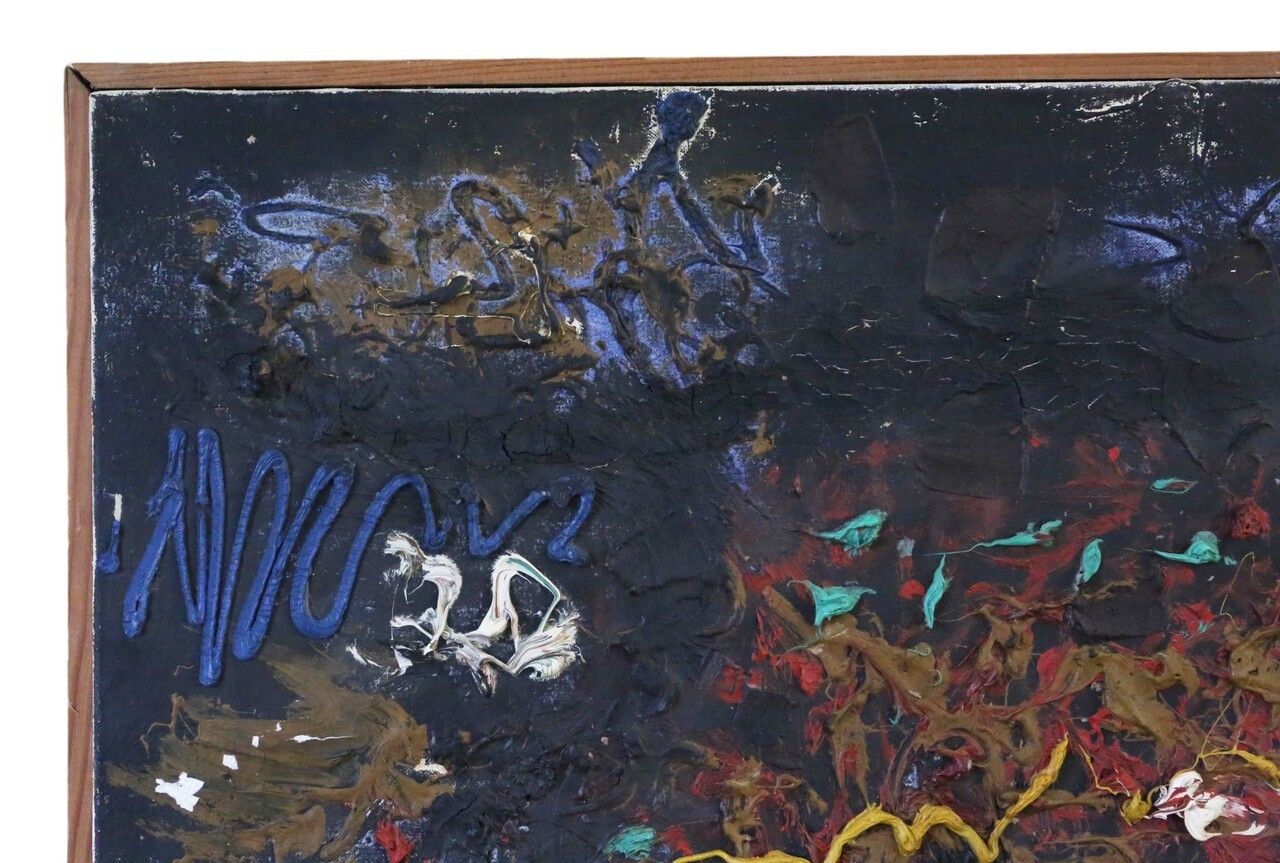Large Relief Painting Artwork Circle Manner Of Leon Kossoff photo furniture