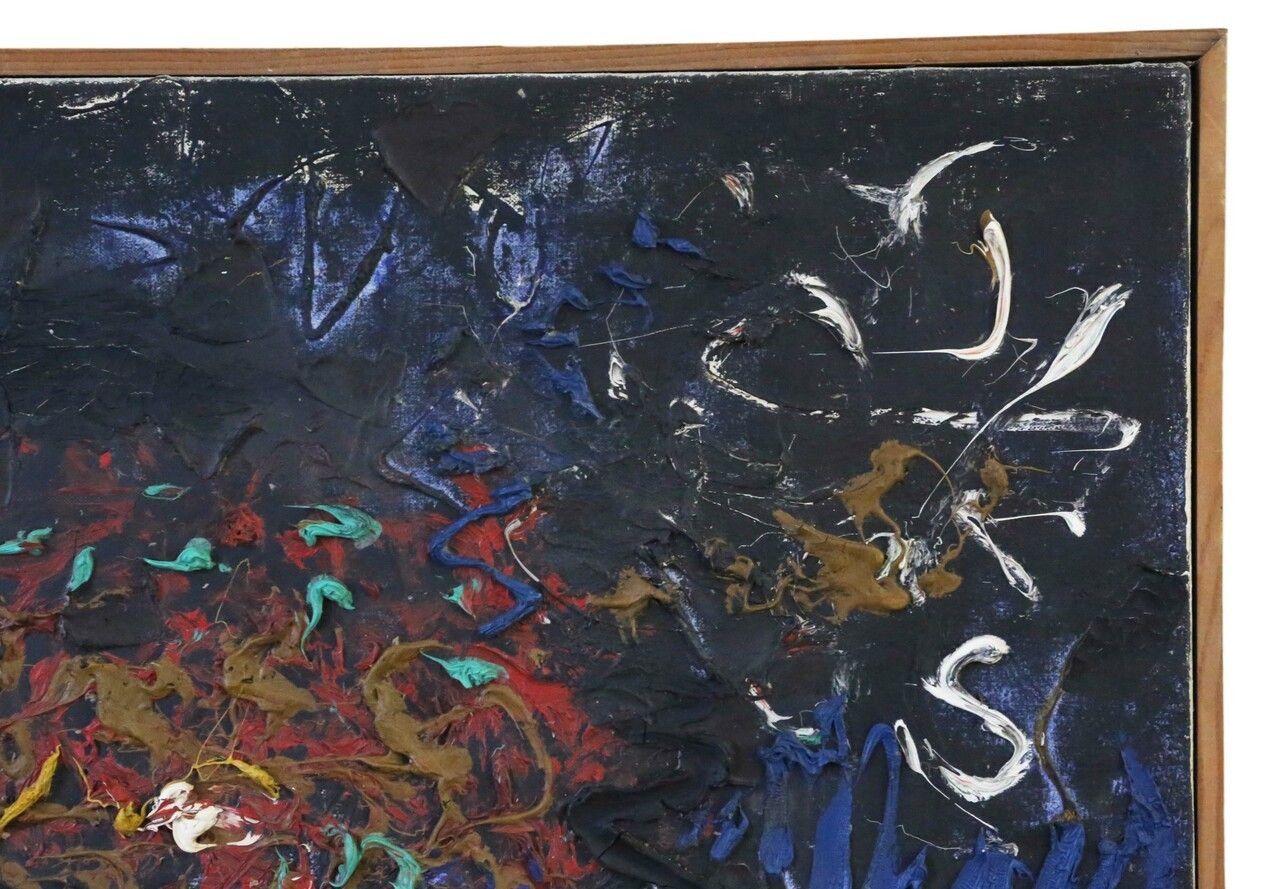 Large Relief Painting Artwork Circle Manner Of Leon Kossoff photo for sale