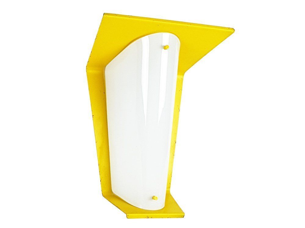 Mid Century Italian Yellow Metal And Opaline Glass Sconce photo furniture