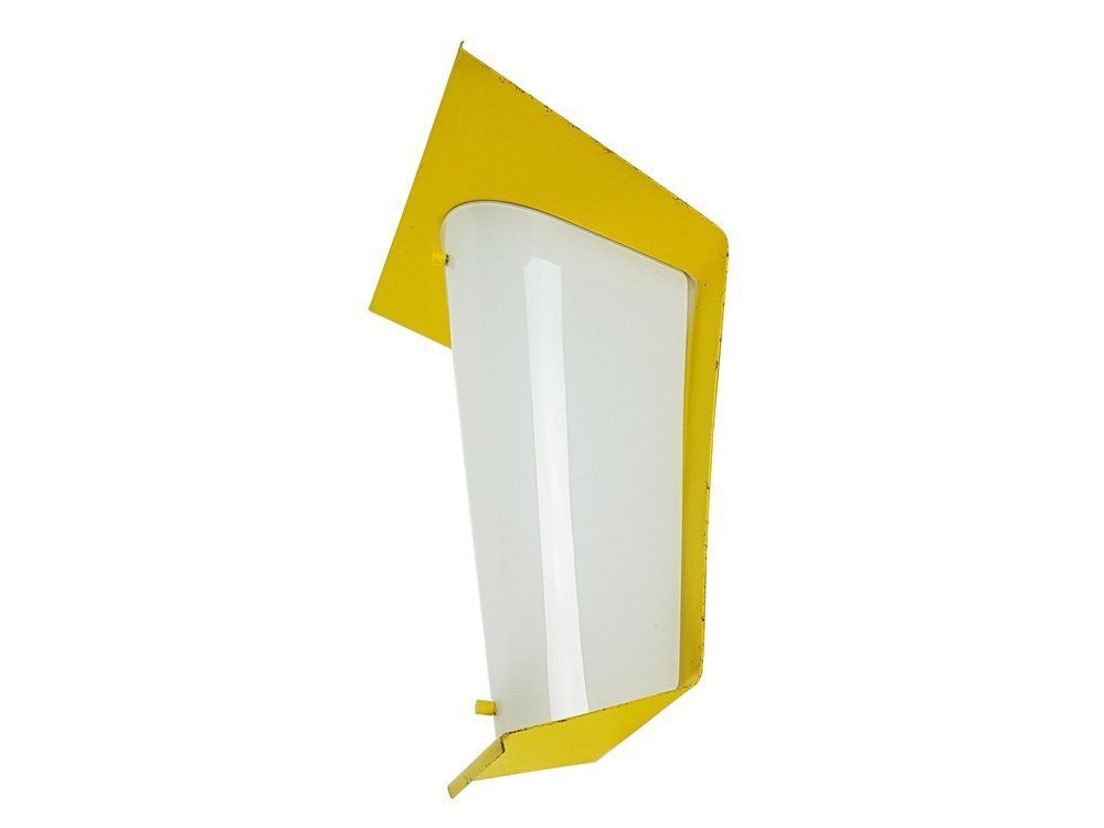 Mid Century Italian Yellow Metal And Opaline Glass Sconce photo for sale