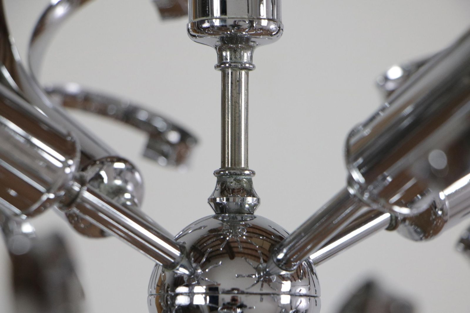 photo for sale Italian Space Age Chrome Sputnik Chandelier, Pendant Lamp 1970s