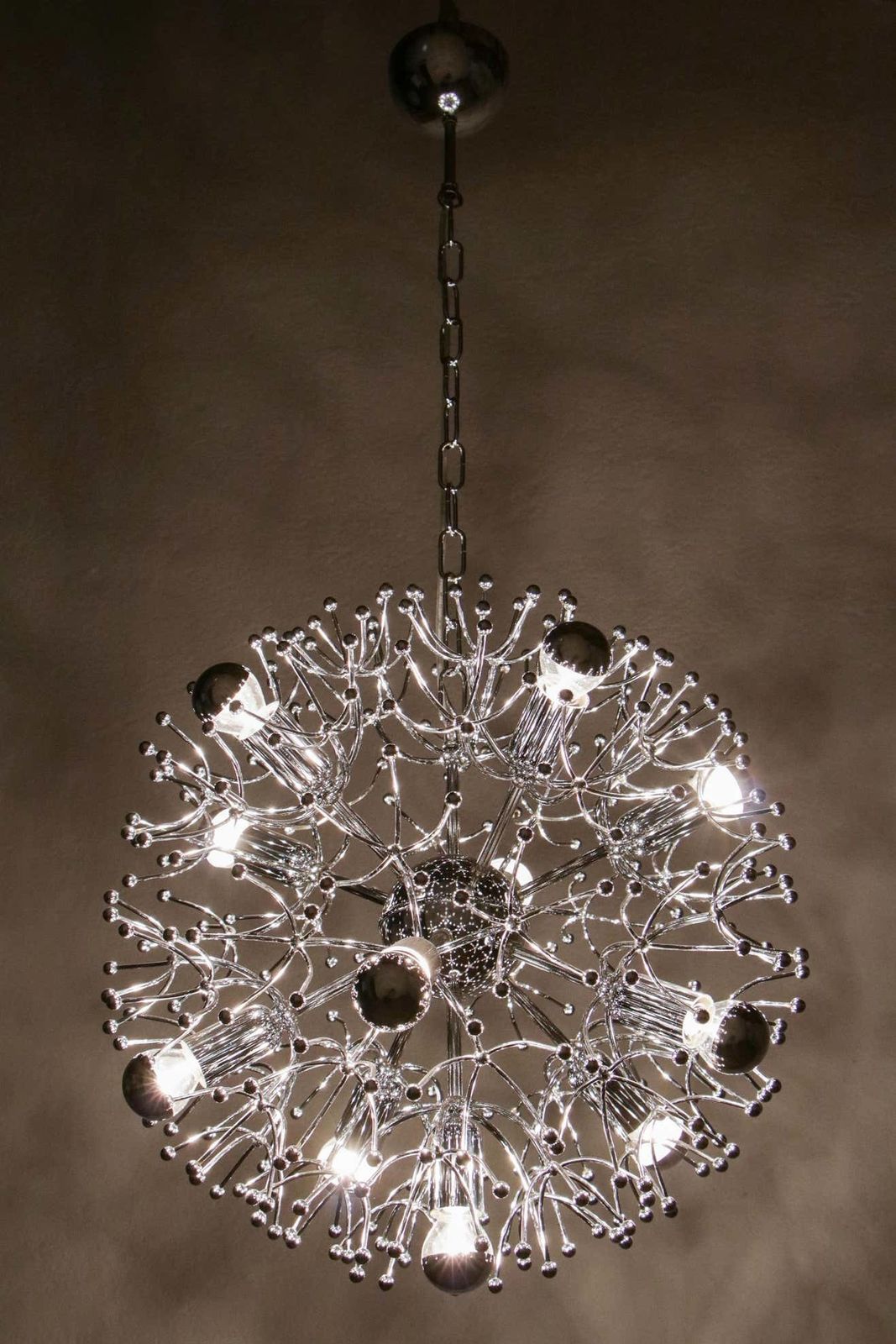 1600.0 Italian Space Age Chrome Sputnik Chandelier, Pendant Lamp By Gaetano Sciolari photo