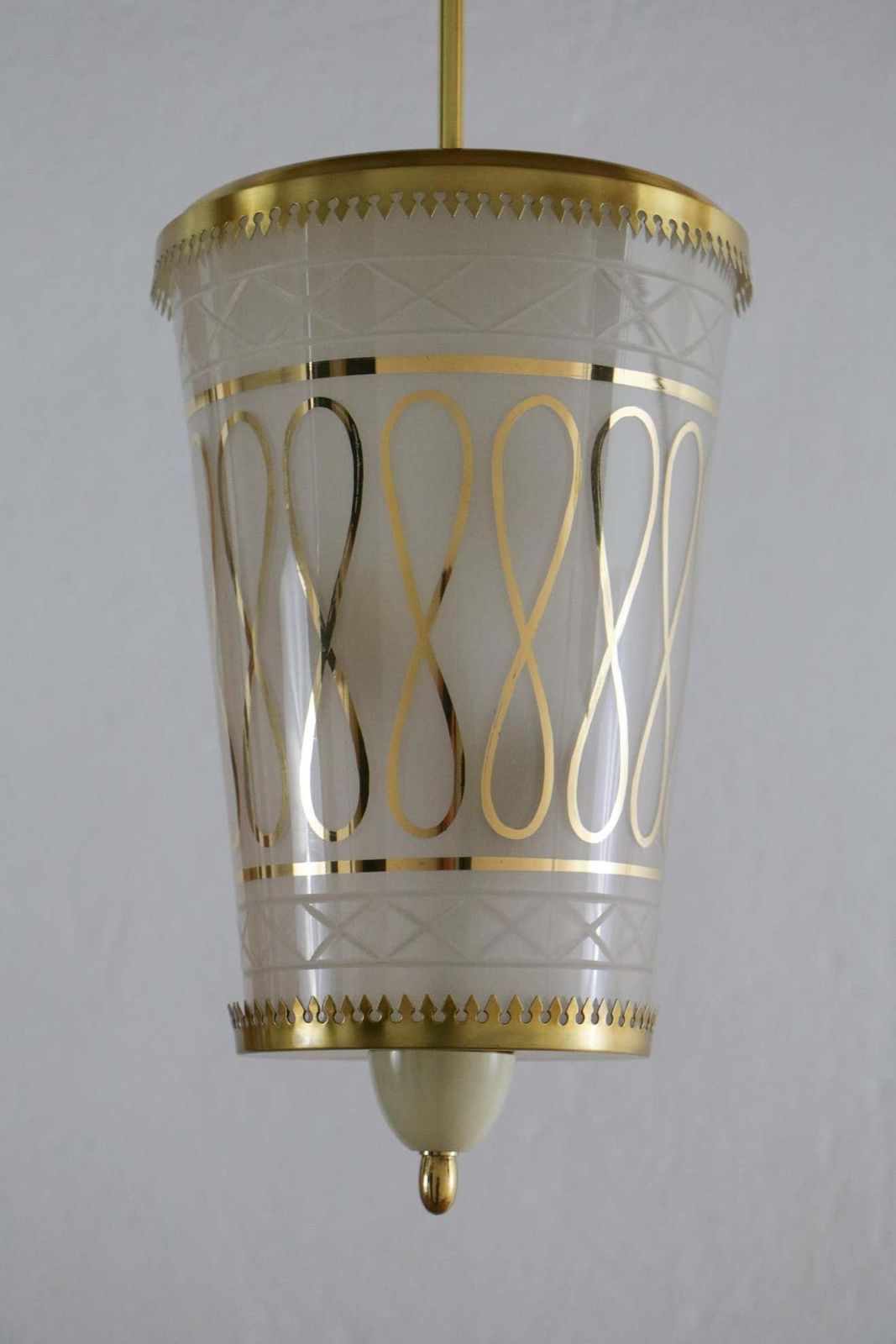 Italian Mid Century Suspension Lamp Fontana Arte Style, 1950s photo for sale