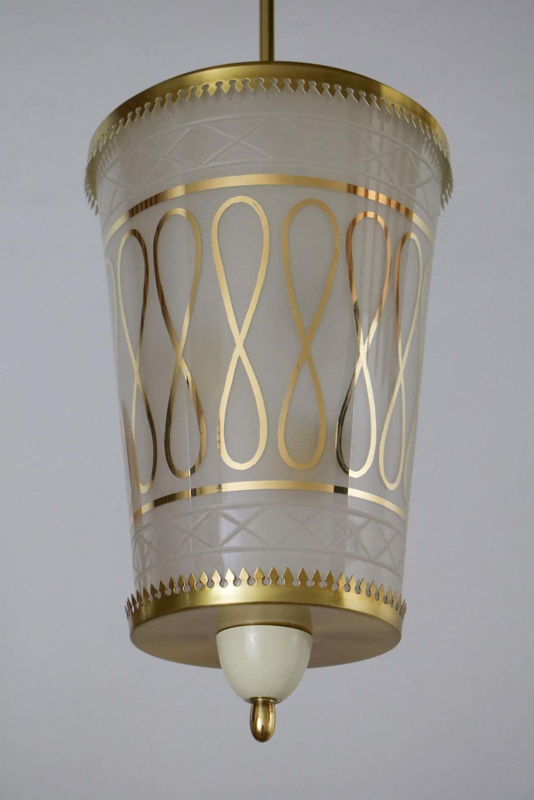 Italian Mid Century Suspension Lamp Fontana Arte Style, 1950s photo Lighting