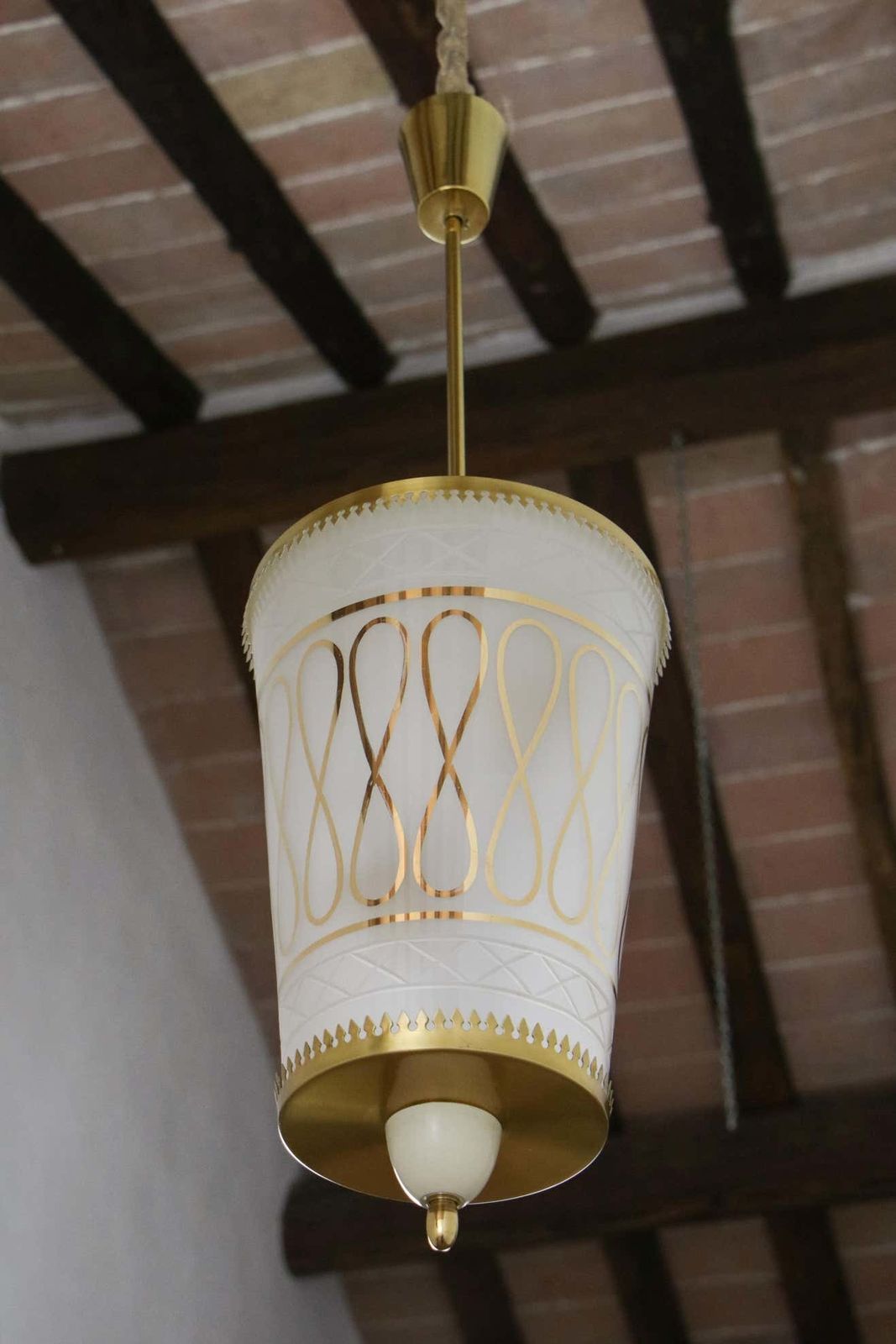 photo furniture Italian Mid Century Suspension Lamp Fontana Arte Style, 1950s