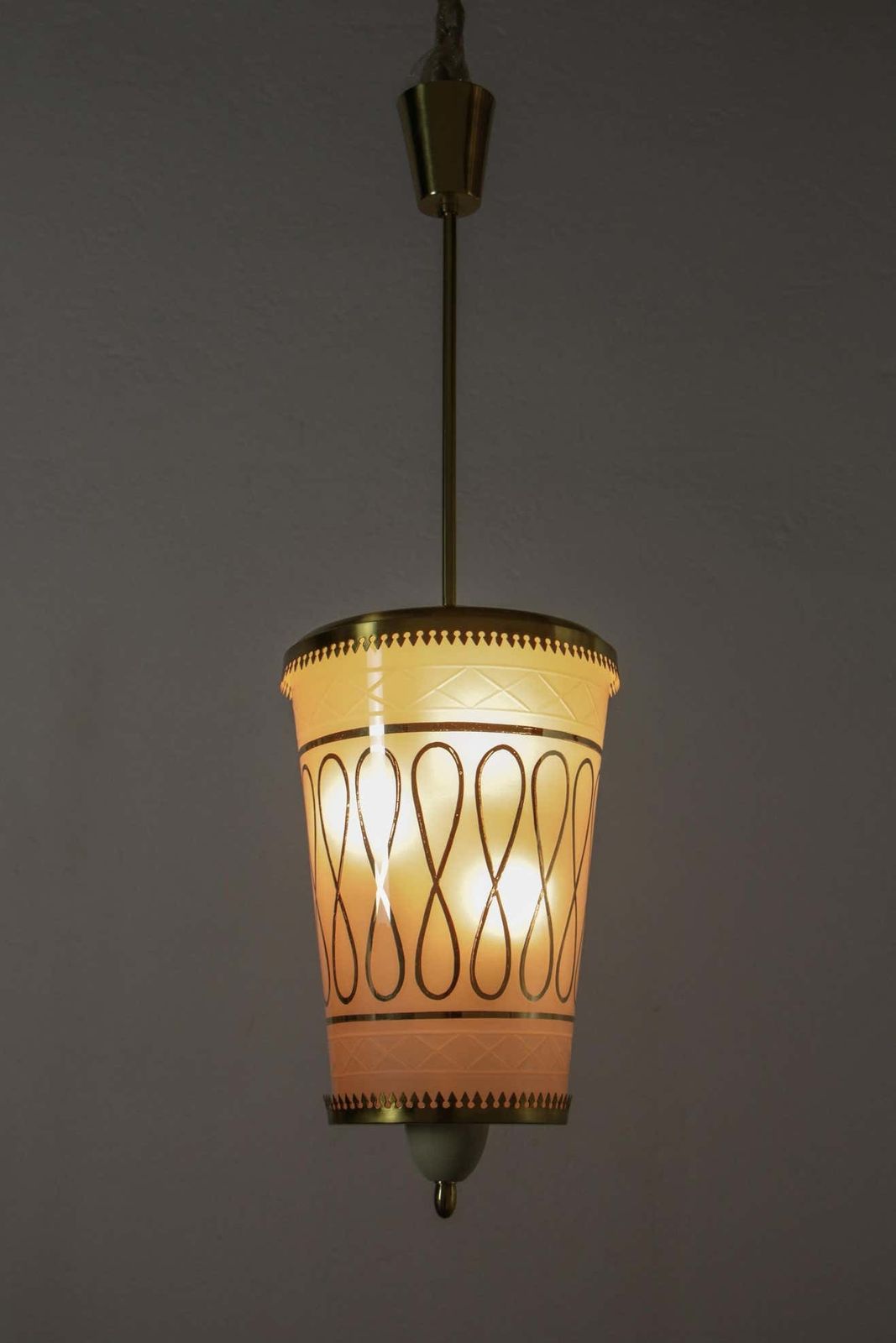 photo for sale Italian Mid Century Suspension Lamp Fontana Arte Style, 1950s