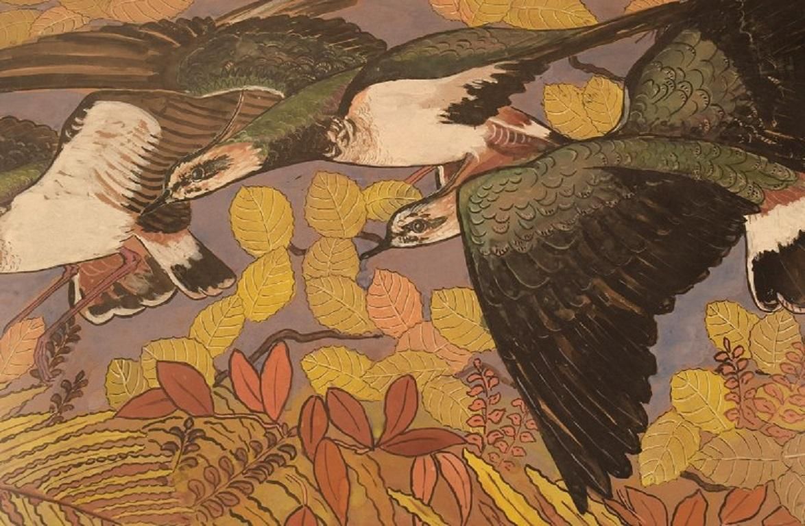 Pierre Lacroix, Watercolor On Paper, Birds And Foliage photo for sale