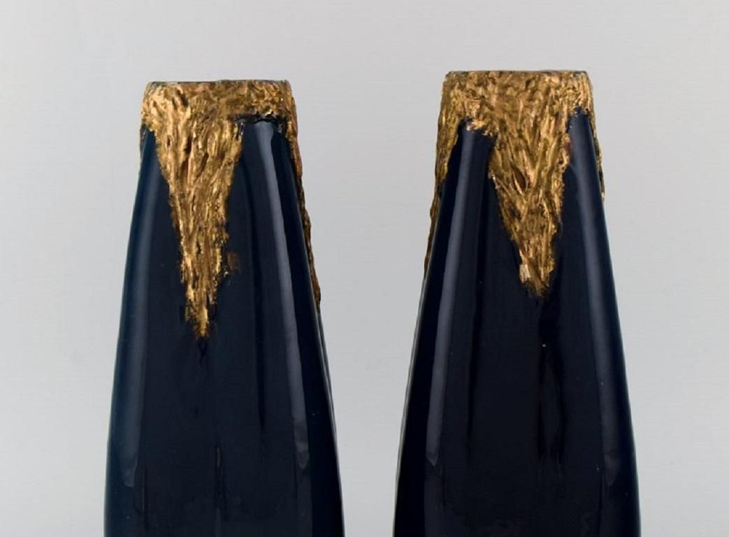 Pierre Perret For Vallauris, A Pair Of Antique Vases In Glazed Ceramics photo for sale