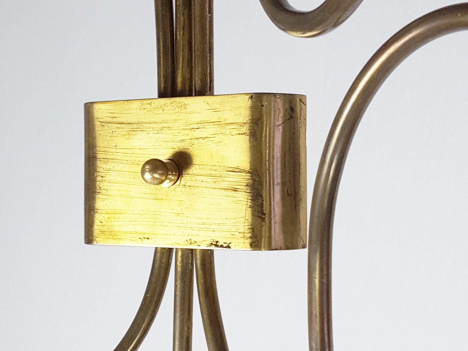 Italian White Metal & Brass Mid Century Sconces, Set Of 2 photo Lighting