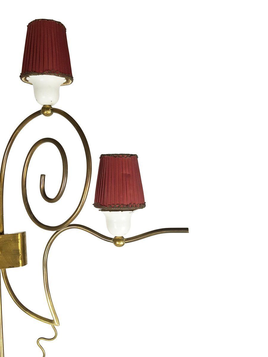 Italian White Metal & Brass Mid Century Sconces, Set Of 2 photo vintage