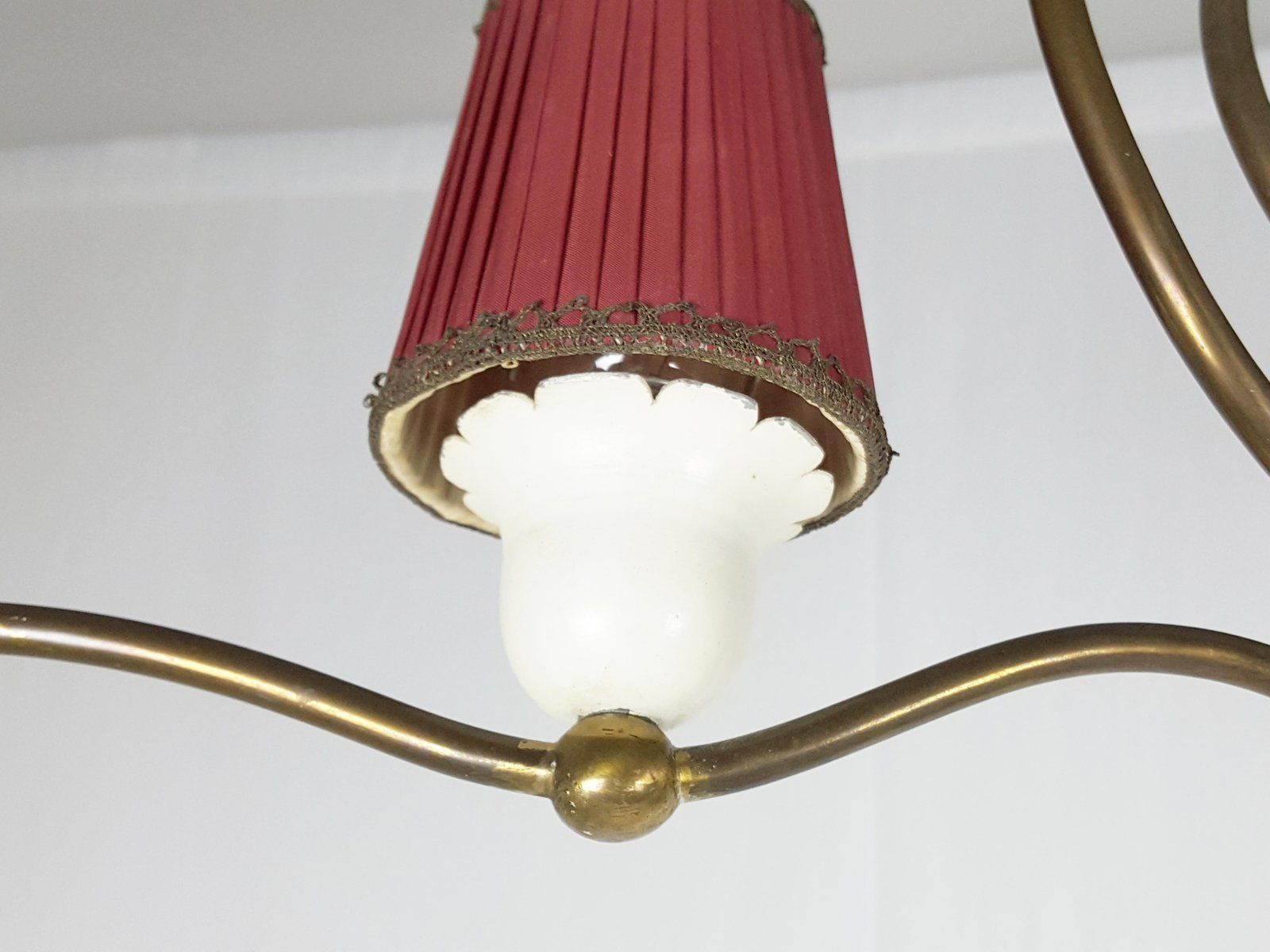 photo furniture Italian White Metal & Brass Mid Century Sconces, Set Of 2