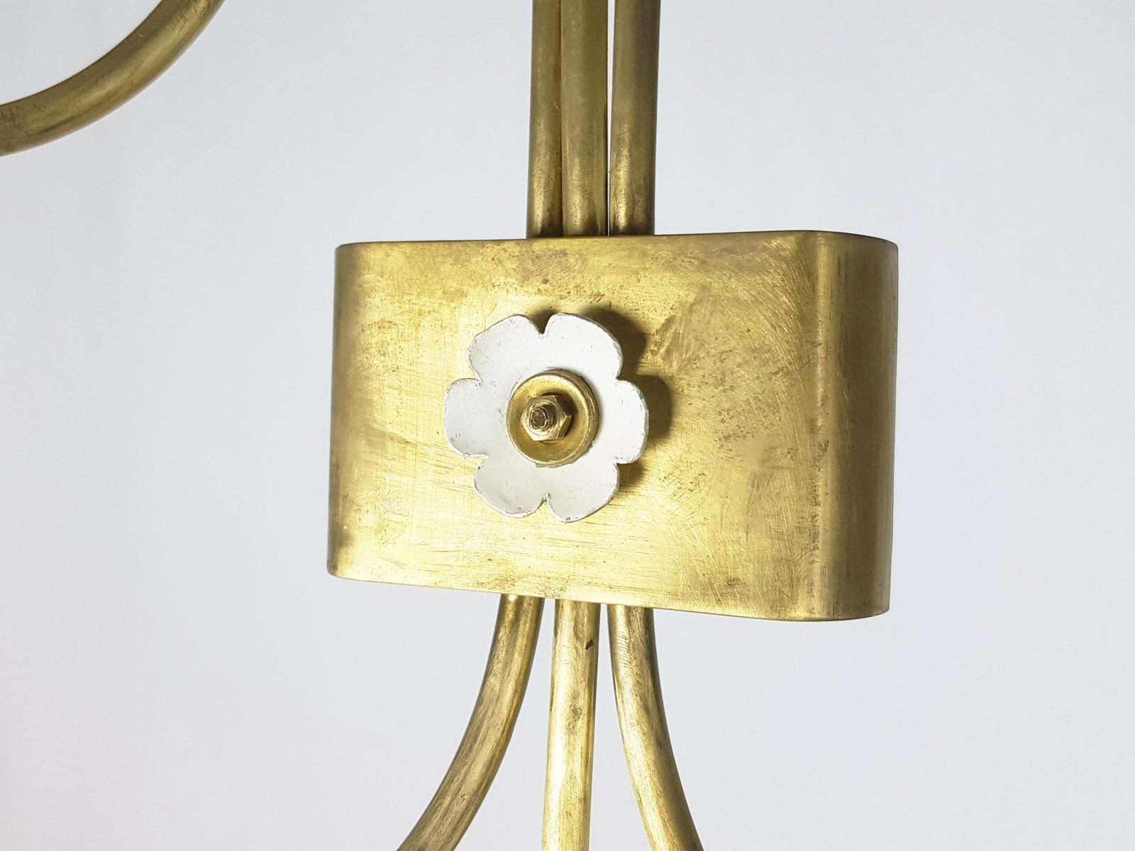 photo vinterior Italian White Metal & Brass Mid Century Sconces, Set Of 2
