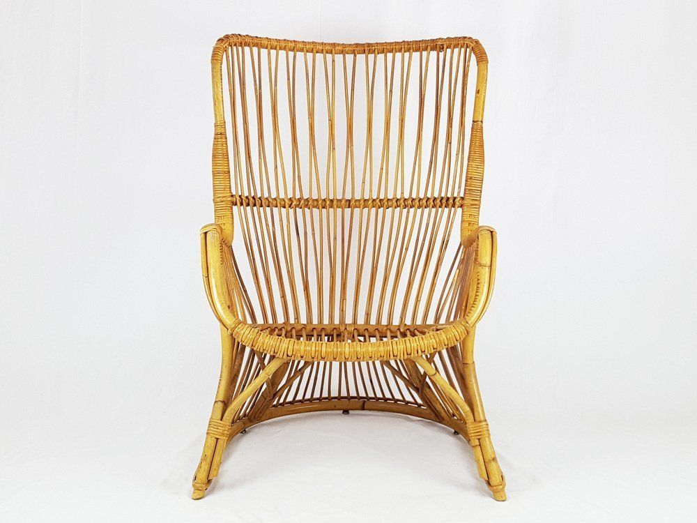 photo furniture Mid Century Italian Rattan And Rush Armchair, 1960s