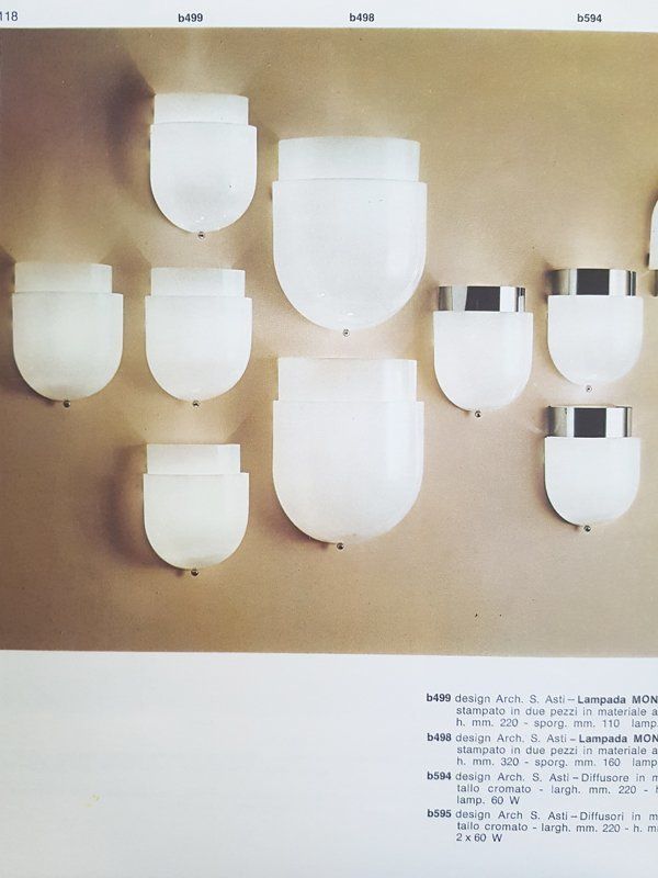 photo for sale White Plastic & Painted Metal Montparnasse Sconces By Sergio Asti For Candle, 1970s, Set Of 2