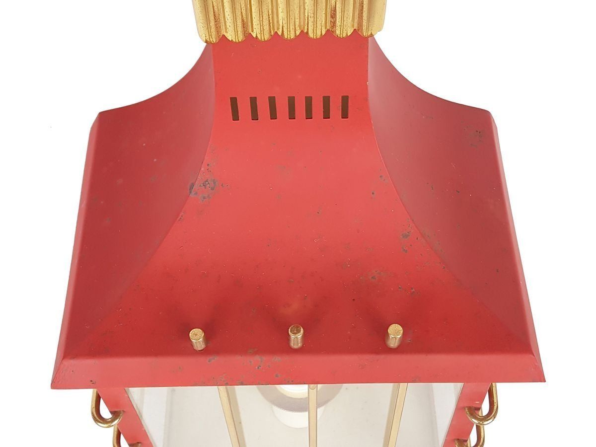 photo furniture Mid Century Italian Red Metal, Brass, And Glass Sconce