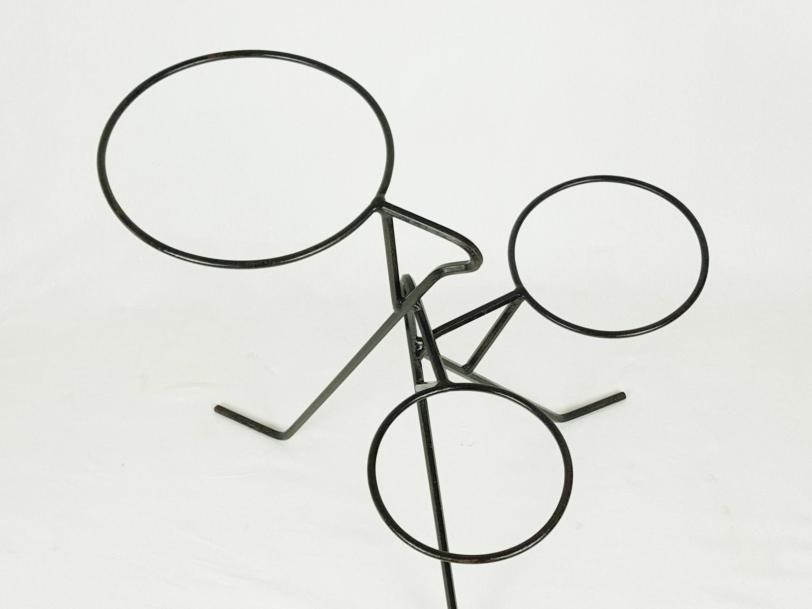 Mid Century Black Metal Rod Plant Stand photo vinterior