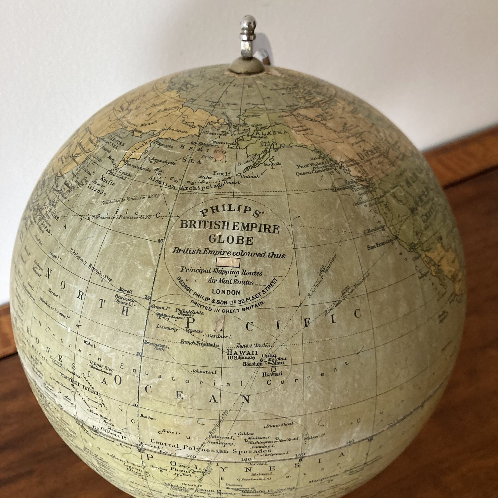 A Beautiful Quality George V Phillips 8” British Empire Terrestrial Globe, Circa 1930 photo vintage