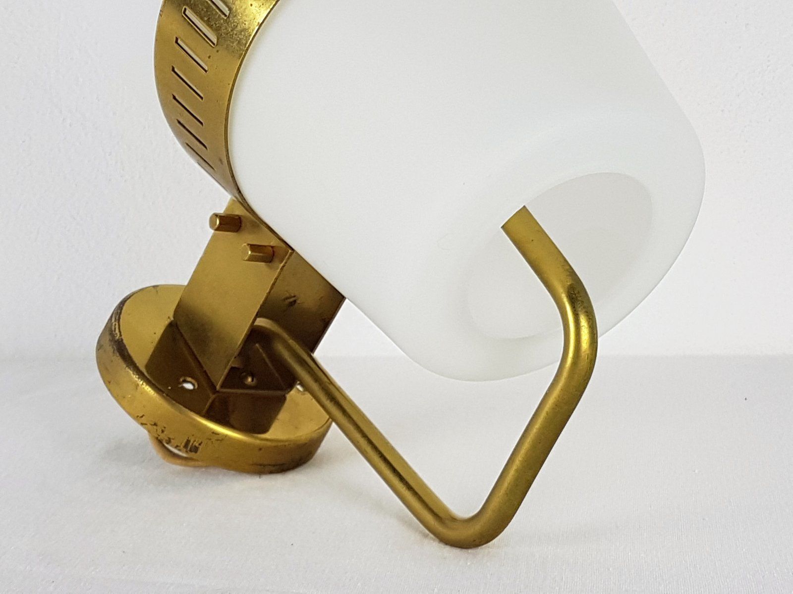 Large Brass And Glass Sconce By Bruno Gatta For Stilnovo photo Lighting