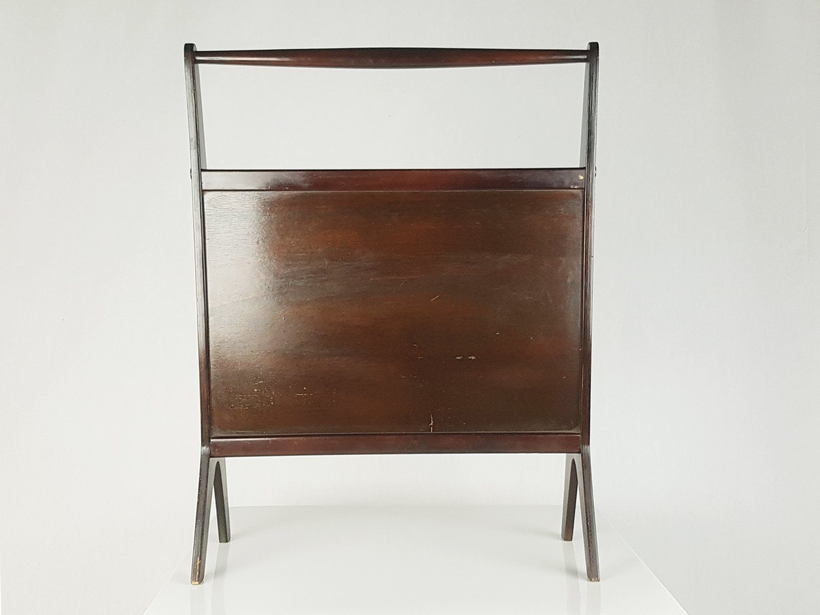 Italian Stained Plywood And Decorated Glass Magazine Rack 1950s photo buy