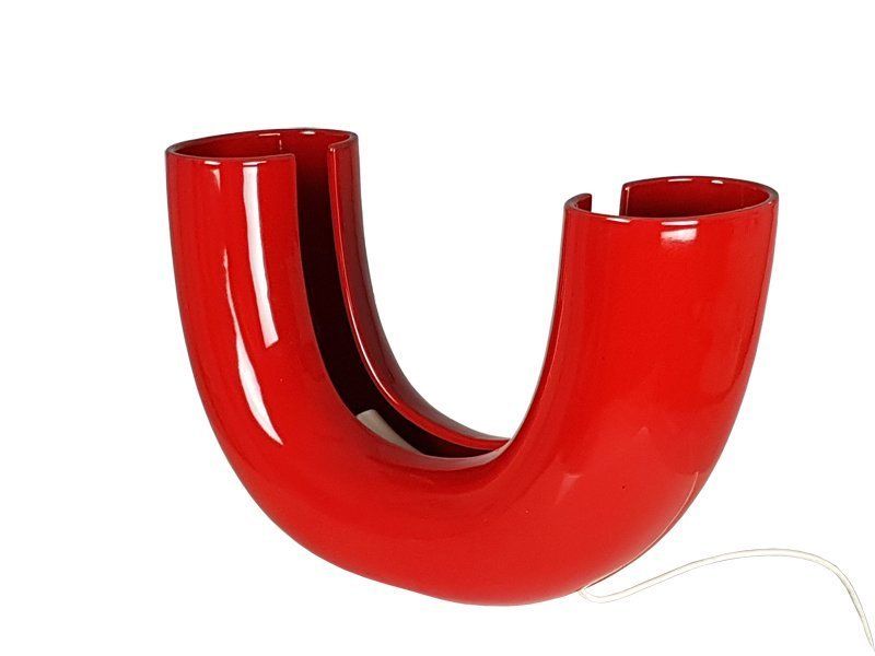 Red Tubo Table Lamp By Tomoko Tsuboi Ponzio For Ceramica Franco Pozzi 1968