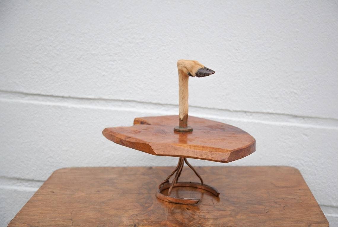 Vintage Platter, Cheese Platter, Crowbar Top, Wood Top With Copper Foot, Original, Hunting, Cheese Tray photo vinterior