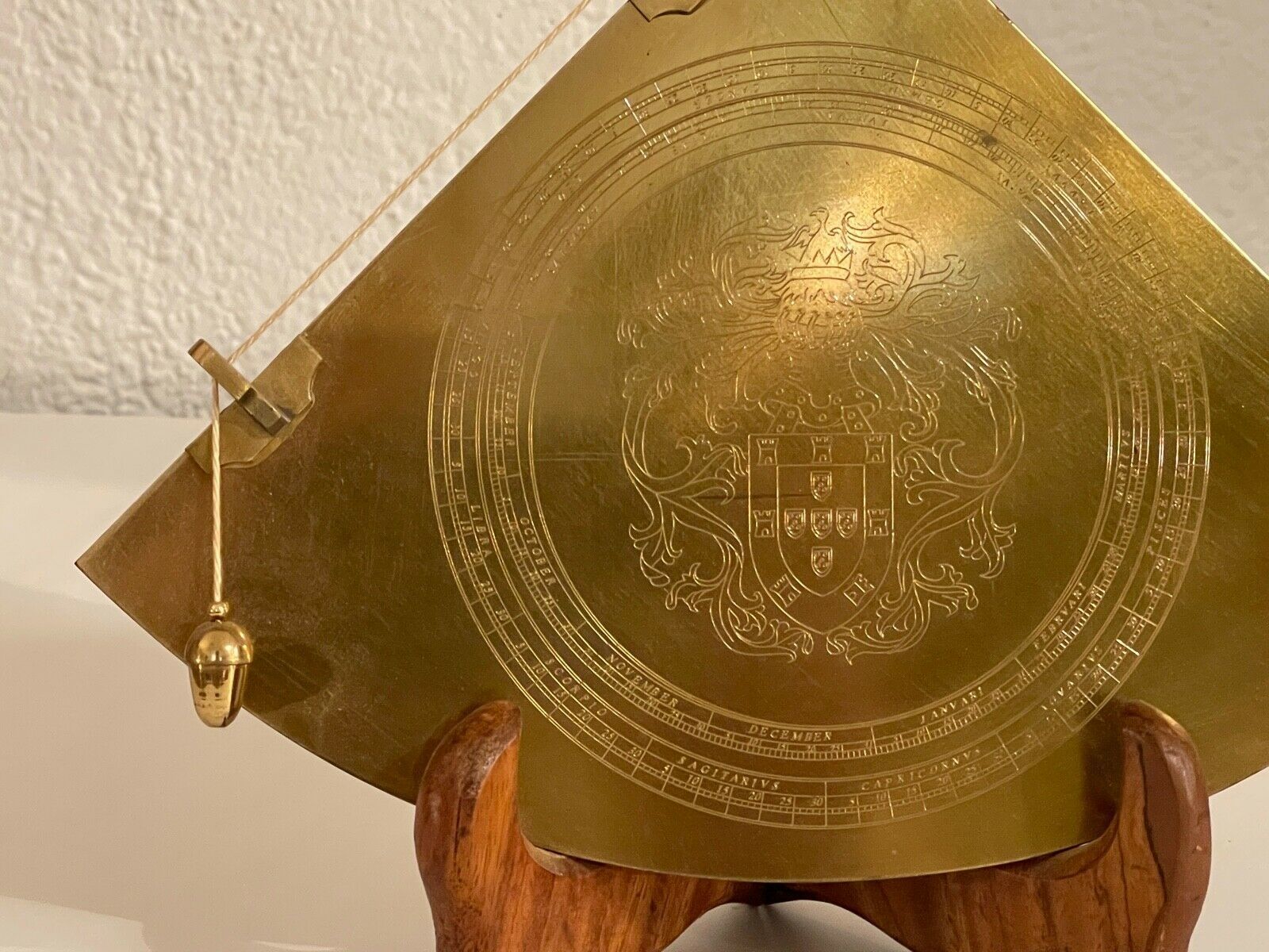 Desk Time Dial, Brass. XX Century. 19x16 Cm photo for sale