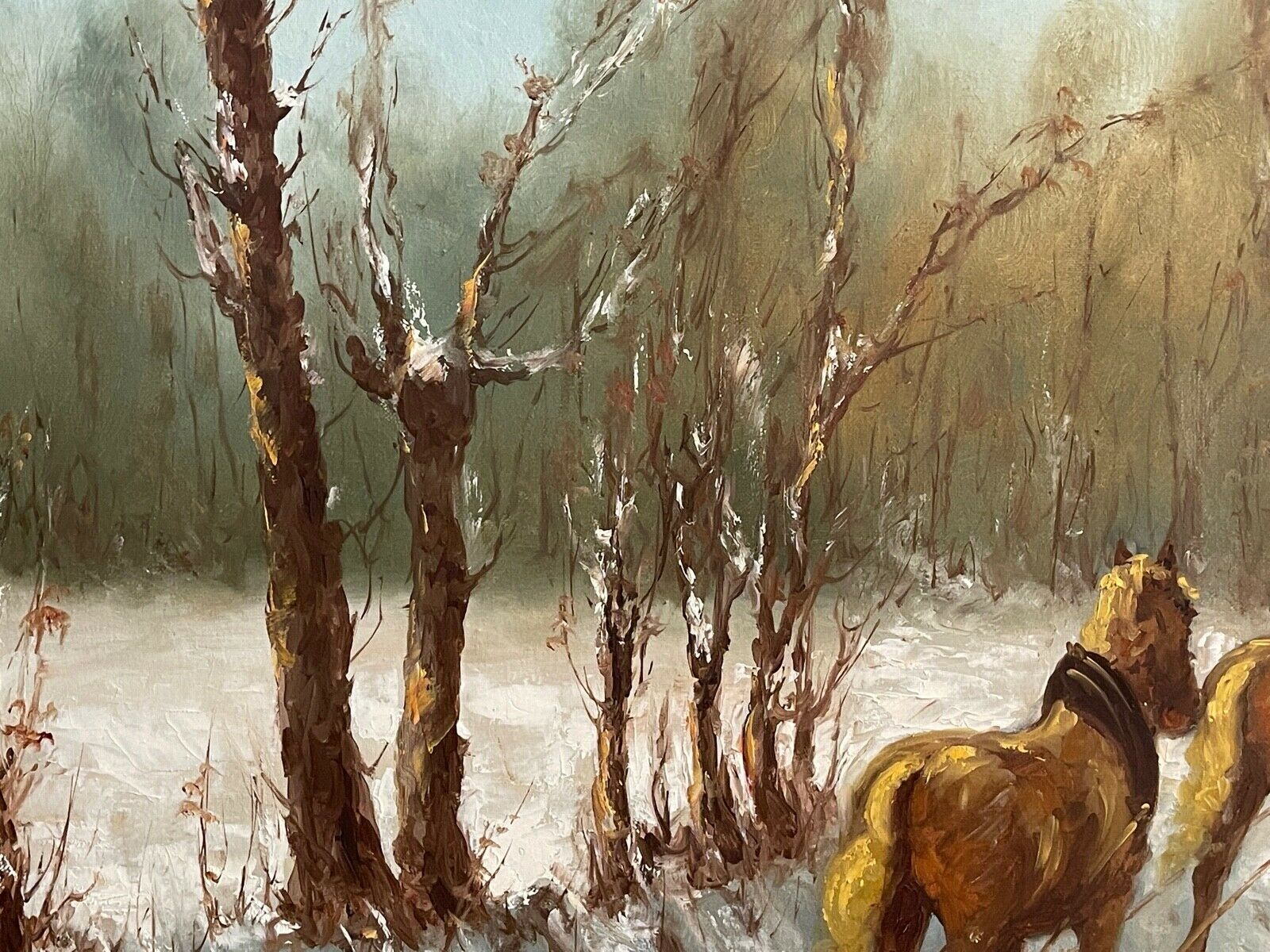 Painting Oil On Canvas XX, "Snowfall At The Park", Signed C. Vergani photo 416.0