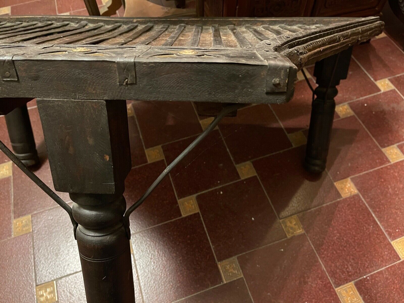 Indian Coffee Table, Wooden With Metal Inserts, Twentieth Century photo Furniture