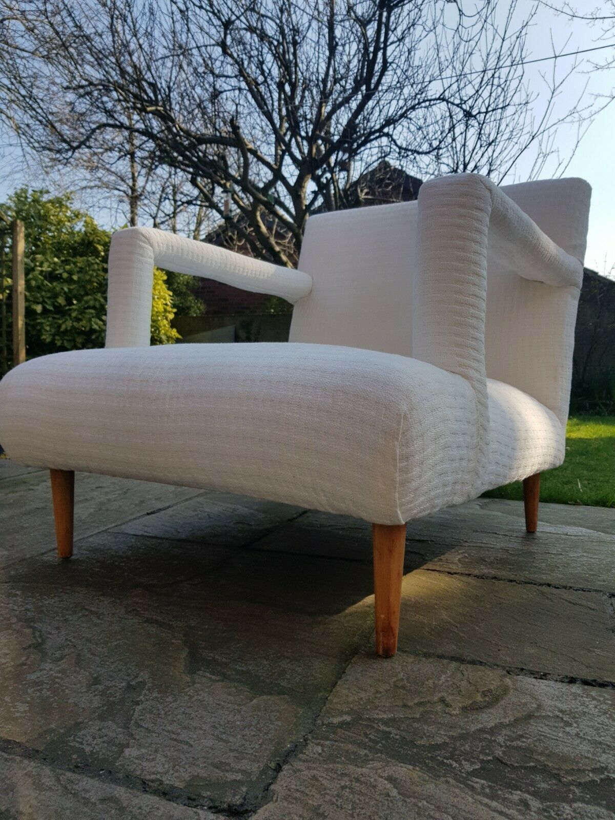 A Gio Ponti Style Reupholstered Vintage Armchair Mid Century Italian photo vintage