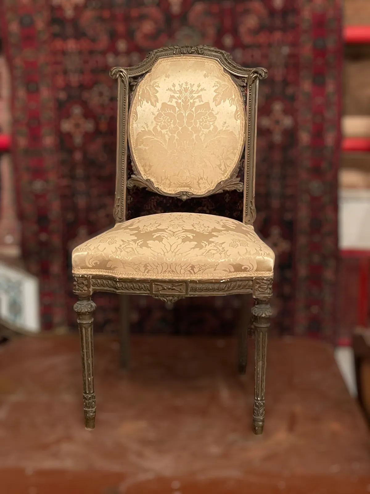Pair Of Ancient Chairs In Walnut Varnish With Original Upholstery