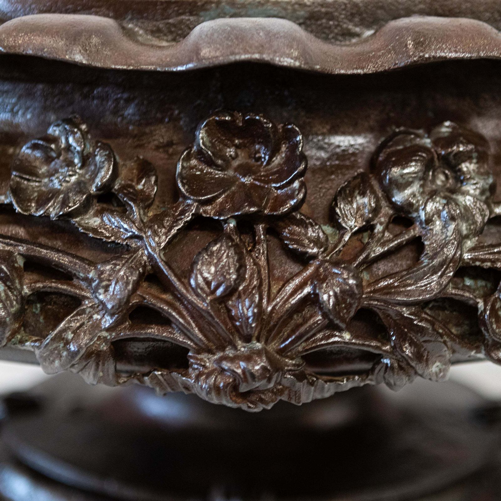 Antique French Cast Iron Urn  Planter Jardiniere Twin Handle photo for sale
