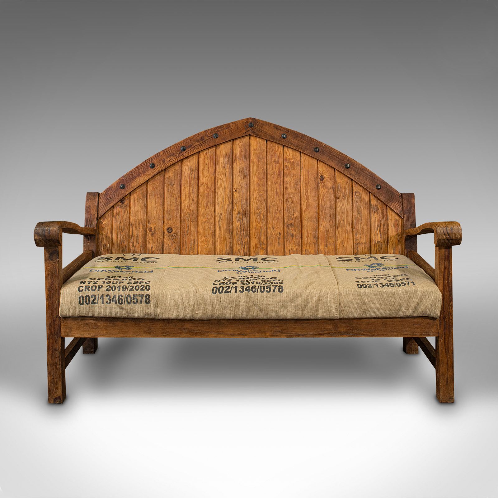 Large Vintage Bench, Scandinavian, Pitch Pine, 3 Seater, Mid 20th Century, 1950 photo furniture