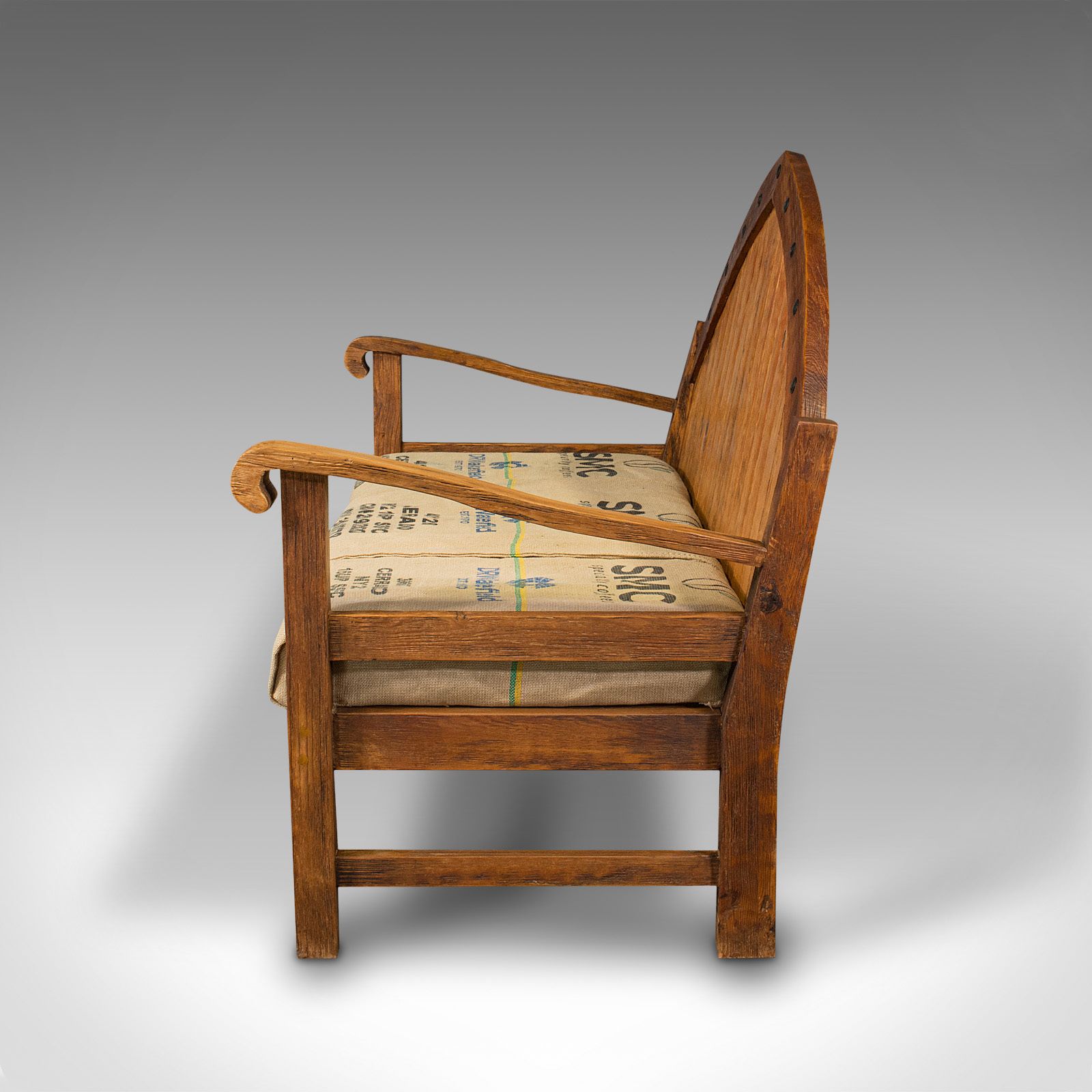 Large Vintage Bench, Scandinavian, Pitch Pine, 3 Seater, Mid 20th Century, 1950 photo Furniture
