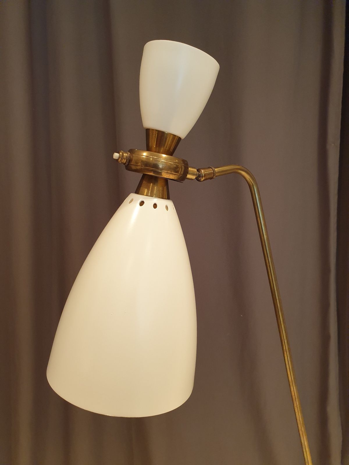 Mid Century Modern Lacquered Metal And Brass Floor Lamp photo furniture