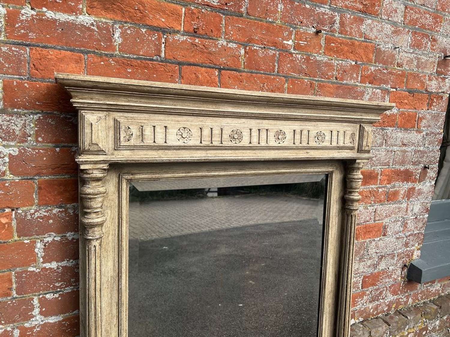 A Fabulous Large Antique French 19th C Carved Wood Painted Mirror photo Home Decor