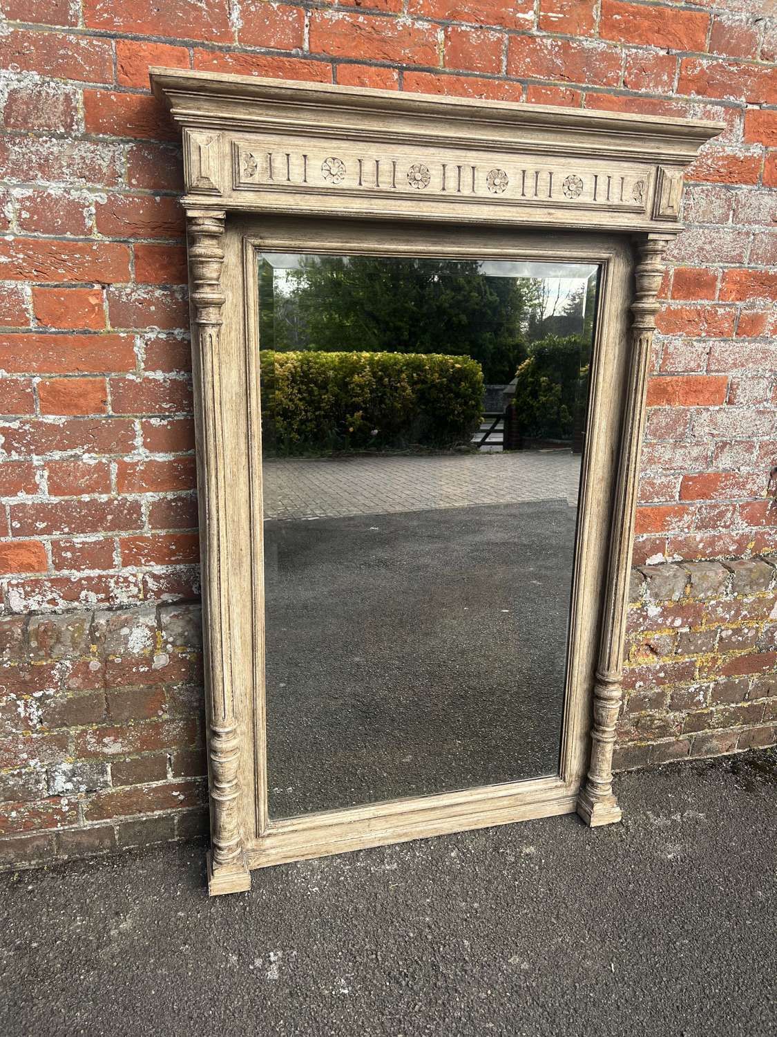 A Fabulous Large Antique French 19th C Carved Wood Painted Mirror photo vinterior