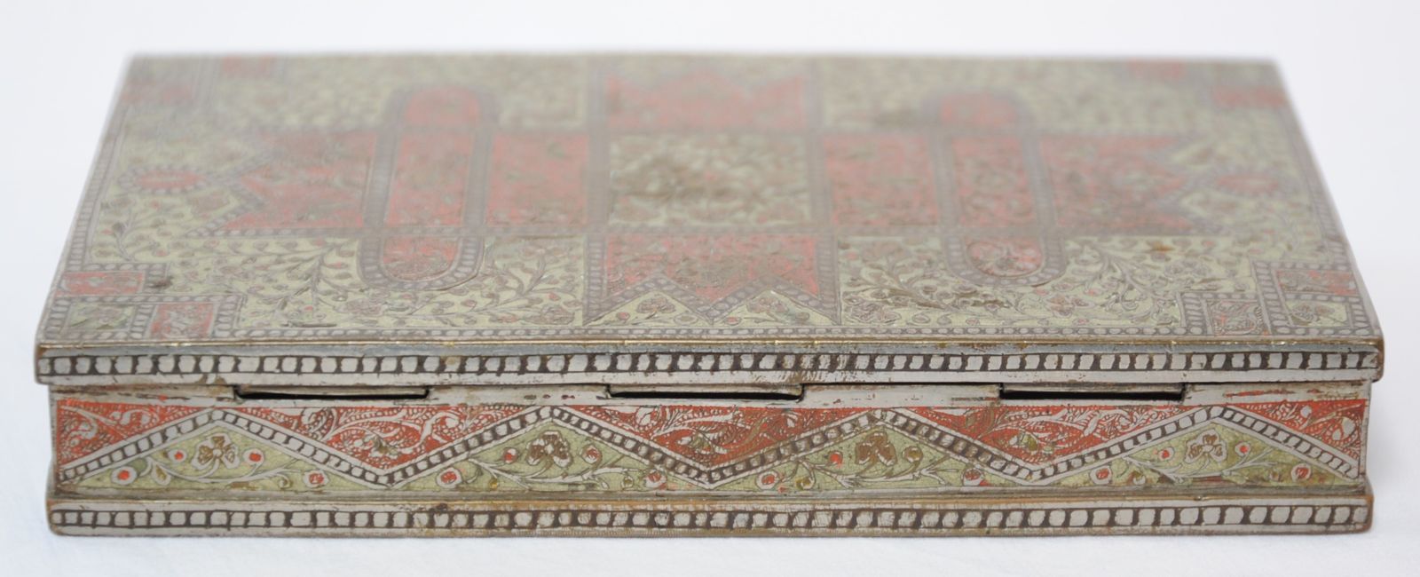 Antique Indian Engraved Brass Box In Mughal Islamic Style photo buy